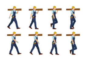 Carpenter Man Walking Cycle vector