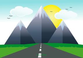 Cute Flat Landscape with Road Illustration vector