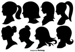 Woman Profile Silhouettes - Vector Illustration