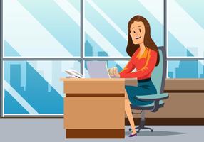 Women Working In Office Vector 