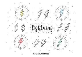 Doodle Lightning Icons Vector