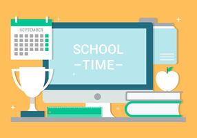 Free Flat Design Vector School Time