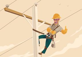 Illustration Of A Power Lineman vector