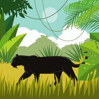 Black Panther in the Jungle Vector