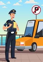 Police Officer Is Writing A Illegal Parking Ticket vector