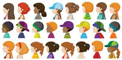 Sideview of the different faces vector