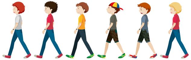 Teenage men walking on white background vector