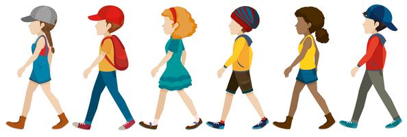 Faceless teenagers walking vector