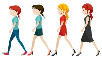 Women walking on white background vector