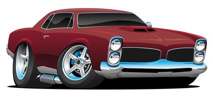 Classic American Muscle Car Cartoon Vector Illustration