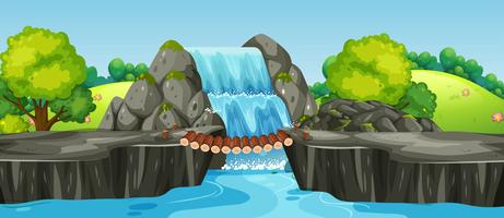 Waterfall in nature landscape vector