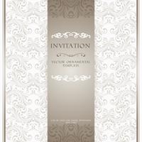 Light beige ornamental invitation card vector