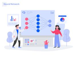 Neural Network Illustration Concept. Modern flat design concept of web page design for website and mobile website.Vector illustration vector