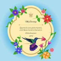 Bird And Flowers Postcard vector