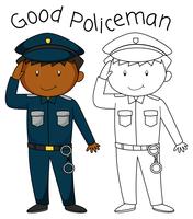 Doodle good policeman character vector