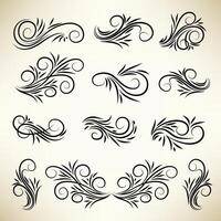 Vintage calligraphic swirl ornaments set vector