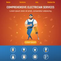 Electrical Service Smiling Handyman with Equipment vector