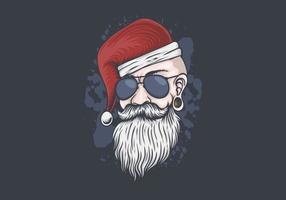 Man with santa hat and sunglasses illustration vector