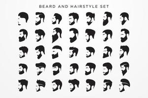 Men's beard and hairstyles set  vector