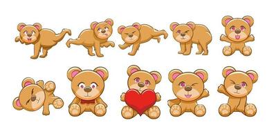 Cartoon Teddy Bear Set  vector