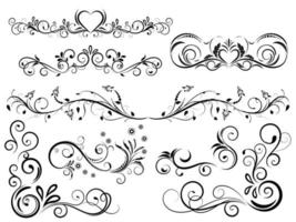 Set of Black Outline Flourishes vector