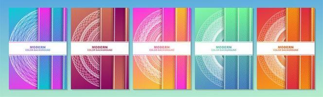 Bright cover set with geometric circle design vector