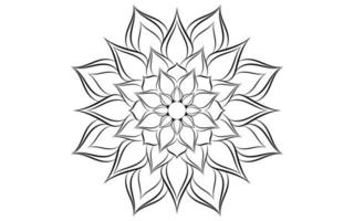 Black and white floral simple mandala pattern vector