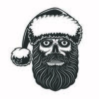 Bearded skull with santa hat for Christmas celebration vector