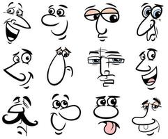 cartoon people faces or emotions collection vector