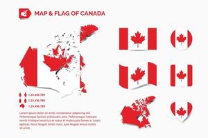 map and flag of canada vector