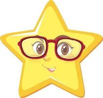 Star cartoon character wearing glasses on white background vector