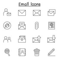 Email icon set in thin line style vector