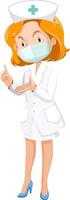 Female nurse in uniform wearing mask cartoon character vector