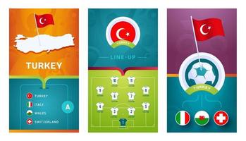 turkey team European football vertical banner set for social media vector