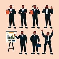 Set of Business Man Character in Various Activities vector