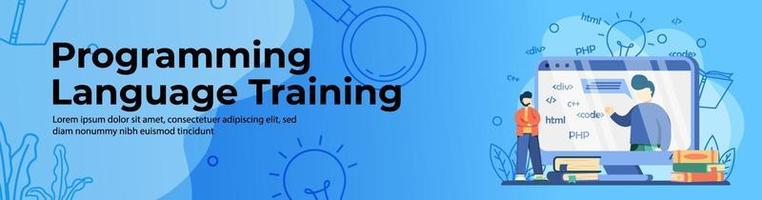 Programming language training Web Banner vector