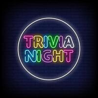 Trivia Night Neon Signs Style Text Vector