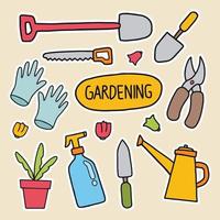 Hand Drawn Gardening Elements Sticker Collection vector