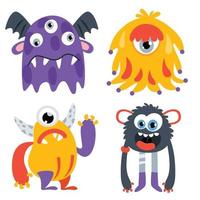 Set of funny cartoon monsters vector