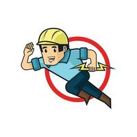 mister electric logo a man running holding lighting vector illustration