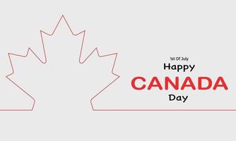 Canada Day With Maple Leaf Line Vector