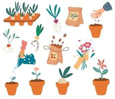 Set of Gardening elements vector