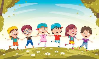 Happy Little Children Having Fun vector