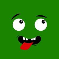 Cartoon face expression. Kawaii manga doodle character with mouth and eyes, mocking face emotion, comic avatar isolated on green background. Emotion squared. Flat design. vector