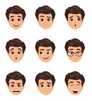 Male emotions set. Facial expression. Cartoon character vector