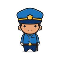 Cute police cartoon icon vector illustration