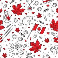 Happy Day of Canada, a seamless pattern with icons vector