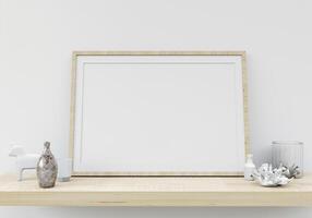 Picture frames with plant pots adorn the living room. photo