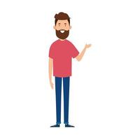 young man with beard avatar character vector