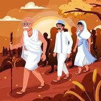 Mahatma Gandhi Followed by People vector